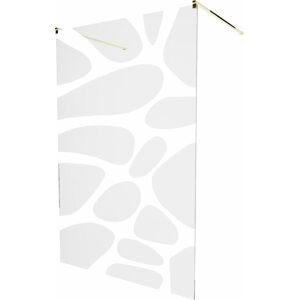MEXEN/S - KIOTO samostatne stojaca sprchová zástena 100 x 200, transparent/biela vzor 8 mm, zlatá 800-100-002-50-97