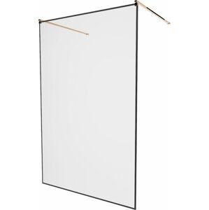 MEXEN/S - KIOTO samostatne stojaca sprchová zástena 100 x 200, transparent/čierna vzor 8 mm, ružové zlato 800-100-002-60-70