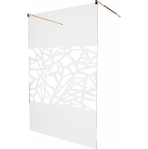 MEXEN/S - KIOTO samostatne stojaca sprchová zástena 100 x 200, transparent/biela vzor 8 mm, ružové zlato 800-100-002-60-85