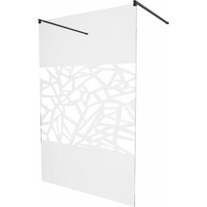 MEXEN/S - KIOTO samostatne stojaca sprchová zástena 100 x 200, transparent/biela vzor 8 mm, čierna 800-100-002-70-85