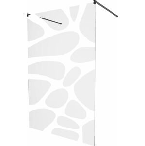 MEXEN/S - KIOTO samostatne stojaca sprchová zástena 100 x 200, transparent/biela vzor 8 mm, čierna 800-100-002-70-97