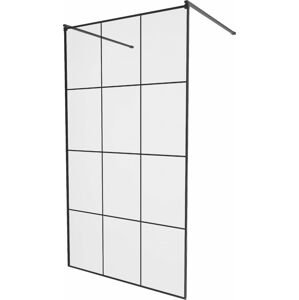 MEXEN/S - KIOTO samostatne stojaca sprchová zástena 110 x 200 cm, transparent/čierna vzor 8 mm, čierna 800-110-002-70-77