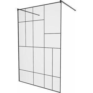 MEXEN/S - KIOTO samostatne stojaca sprchová zástena 110 x 200, transparent/čierna vzor 8 mm, čierna 800-110-002-70-78