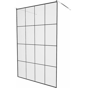 MEXEN/S - KIOTO samostatne stojaca sprchová zástena 130 x 200 cm, transparent/čierna vzor 8 mm, chróm 800-130-002-01-77