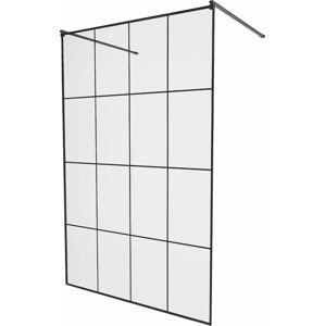 MEXEN/S - KIOTO samostatne stojaca sprchová zástena 130 x 200 cm, transparent/čierna vzor 8 mm, čierna 800-130-002-70-77