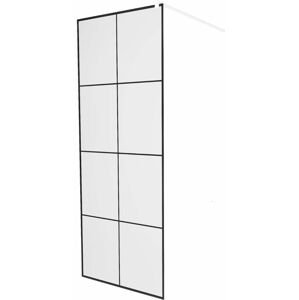 MEXEN/S - KIOTO Sprchová zástena WALK-IN 70 x 200 cm, transparent/čierny vzor 8 mm, biela 800-070-101-20-77