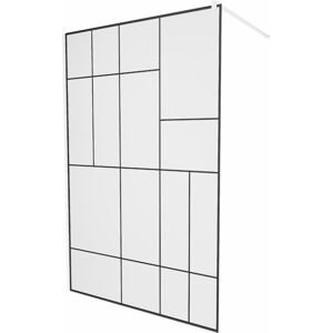 MEXEN/S - KIOTO Sprchová zástena WALK-IN 80 x 200, transparent/čierny vzor 8 mm, biela 800-080-101-20-78