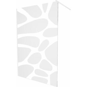 MEXEN/S - KIOTO Sprchová zástena WALK-IN 90 x 200 cm, transparent/biely vzor 8 mm, biela 800-090-101-20-97
