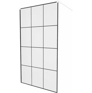 MEXEN/S - KIOTO samostatne stojaca sprchová zástena 110 x 200 cm, transparent/čierny vzor 8 mm, biela 800-110-002-20-77