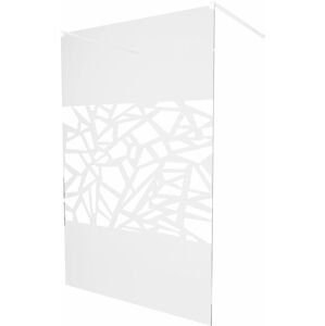 MEXEN/S - KIOTO samostatne stojaca sprchová zástena 110 x 200 cm, transparent/biely vzor 8 mm, biela 800-110-002-20-85