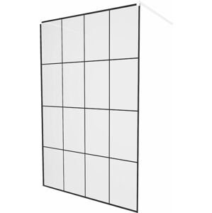 MEXEN/S - KIOTO samostatne stojaca sprchová zástena 130 x 200 cm, transparent/čierny vzor 8 mm, biela 800-130-002-20-77