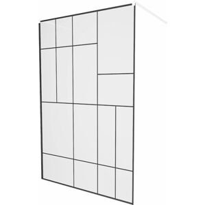 MEXEN/S - KIOTO samostatne stojaca sprchová zástena 130 x 200 cm, transparent/čierny vzor 8 mm, biela 800-130-002-20-78
