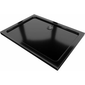 MEXEN/S - Flat sprchová vanička obdĺžniková slim 110 x 80 cm, čierna + čierny sifón 40708011B