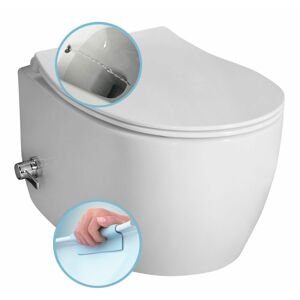 ISVEA - SENTIMENTI CLEANWASH závesná WC misa Rimless, integrovaný ventil a bidetová spŕška 36x51cm, biela 10ARS1010
