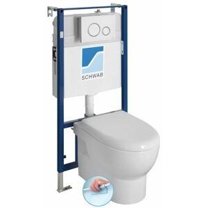 SAPHO - Závesné WC ABSOLUTE Rimless s podomietkovou nádržkou a tlačidlom Schwab, biela 10AB02002-SET5