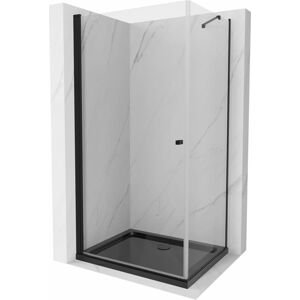 MEXEN/S - Pretória sprchovací kút 80x70 cm, transparent, čierna + sprchová vanička vrátane sifónu 852-080-070-70-00-4070B