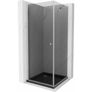 MEXEN/S - Pretória sprchovací kút 90x90 cm, grafit, chróm + sprchová vanička vrátane sifónu 852-090-090-01-40-4070
