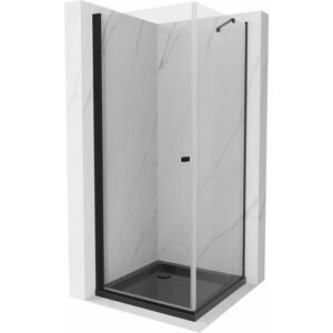 MEXEN/S - Pretória sprchovací kút 90x90, transparent, čierna + sprchová vanička vrátane sifónu 852-090-090-70-00-4070B