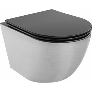 MEXEN - Lena Závesná WC misa vrátane sedátka s slow-slim, duroplast, čierna mat / strieborný vzor 30224073