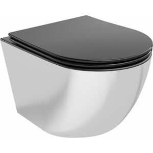 MEXEN - Lena Závesná WC misa vrátane sedátka s slow-slim, duroplast, čierna mat / strieborná 30224074