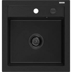 MEXEN/S MEXEN/S - Vito granitový drez 1-miska 520 x 490 mm, čierny, čierny sifón 6503521000-77-B