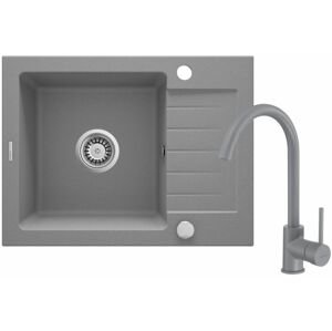 DEANTE DEANTE - Zorba šedá metalic - Granitový drez vrátane batérie, 1 - bowl s odkvapkávačom ZQZAS11A