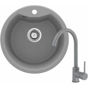 DEANTE DEANTE - Solis šedá metalic - Granitový drez vrátane batérie, 1 - bowl ZRSBS803