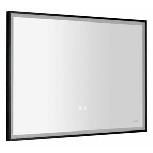 SAPHO - SORT zrkadlo s LED osvetlením 100x70cm, senzor, fólia anti-fog, 3000-6500 ° K, čierna mat SJ100