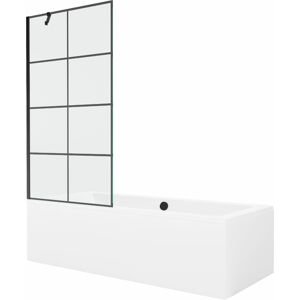 MEXEN/S - Cube obdĺžniková vaňa 170 x 80 cm s panelom + vaňová zástena 90 cm, čierna vzor 550517080X9509007077