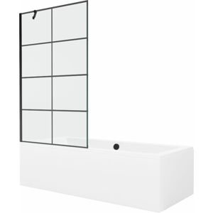 MEXEN/S - Cube obdĺžniková vaňa 170 x 80 cm s panelom + vaňová zástena 100 cm, čierna vzor 550517080X9510007077