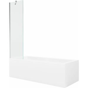 MEXEN/S - Cubik obdĺžniková vaňa 150 x 70 cm s panelom + vaňová zástena 50 cm, transparent, chróm 550315070X9505000001