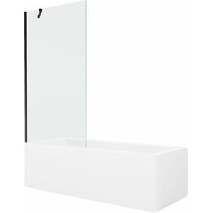 MEXEN/S - Cubik obdĺžniková vaňa 150 x 70 cm s panelom + vaňová zástena 90 cm, transparent, čierna 550315070X9509000070