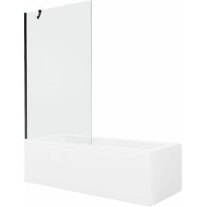 MEXEN/S - Cubik obdĺžniková vaňa 150 x 70 cm s panelom + vaňová zástena 100 cm, transparent, čierna 550315070X9510000070