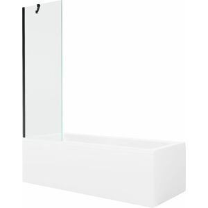 MEXEN/S - Cubik obdĺžniková vaňa 160 x 70 cm s panelom + vaňová zástena 60 cm, transparent, čierna 550316070X9506000070
