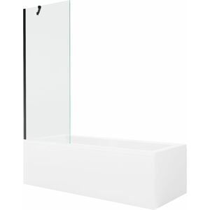 MEXEN/S - Cubik obdĺžniková vaňa 160 x 70 cm s panelom + vaňová zástena 70 cm, transparent, čierna 550316070X9507000070