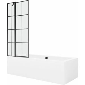 MEXEN/S - Cube obdĺžniková vaňa 170 x 80 cm s panelom + vaňová zástena 80 cm, čierna vzor 550517080X9408117077
