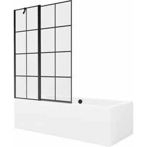 MEXEN/S - Cube obdĺžniková vaňa 170 x 80 cm s panelom + vaňová zástena 120 cm, čierna vzor 550517080X9412117077