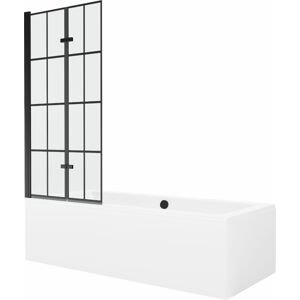 MEXEN/S - Cube obdĺžniková vaňa 180 x 80 cm s panelom + vaňová zástena 80 cm, čierna vzor 550518080X92080027077