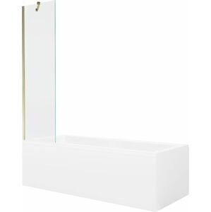 MEXEN/S - Cubik obdĺžniková vaňa 170 x 70 cm s panelom + vaňová zástena 50 cm, transparent, zlatá 550317070X9505000050