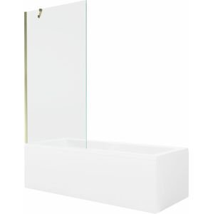 MEXEN/S - Cubik obdĺžniková vaňa 170 x 70 cm s panelom + vaňová zástena 90 cm, transparent, zlatá 550317070X9509000050