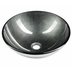 SAPHO - SKIN sklenené umývadlo priemer 42 cm, metalické šedá 2501-16