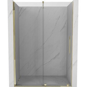 MEXEN/S - Velár posuvné sprchové dvere 130, transparent, zlatá 871-130-000-01-50