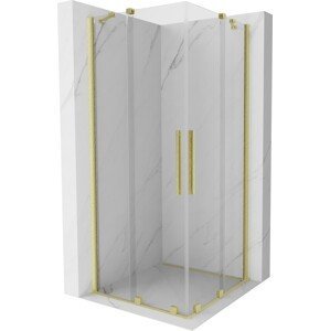 MEXEN/S - Velar Duo štvorcový sprchovací kút 100 x 100, transparent, zlatá kartáčovaná 871-100-100-02-55