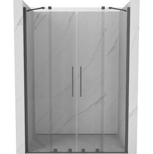 MEXEN/S - Velar Duo posuvné sprchové dvere 140 cm, transparent, šedá kartáčovaná 871-140-000-02-66