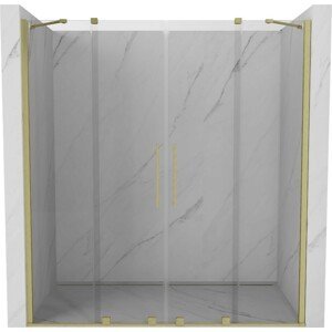 MEXEN/S - Velar Duo posuvné sprchové dvere 180, transparent, zlato kartáčovaná 871-180-000-02-55