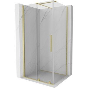 MEXEN/S - Velár sprchovací kút 90 x 70, transparent, zlatá kartáčovaná 871-090-070-01-55