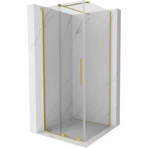 MEXEN/S - Velár sprchovací kút 120 x 120, transparent, zlatá kartáčovaná 871-120-120-01-55