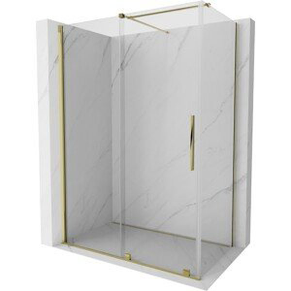 MEXEN/S - Velár sprchovací kút 130 x 70, transparent, zlatá 871-130-070-01-50