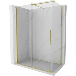 MEXEN/S - Velár sprchovací kút 140 x 75, transparent, zlatá kartáčovaná 871-140-075-01-55