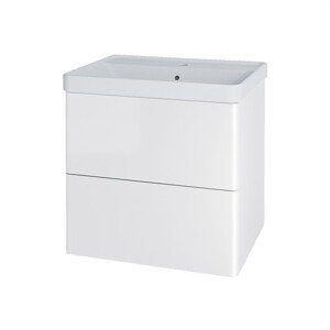 MEREO - Siena, kúpeľňová skrinka s keramickým umývadlom 61 cm, biela lesk CN410